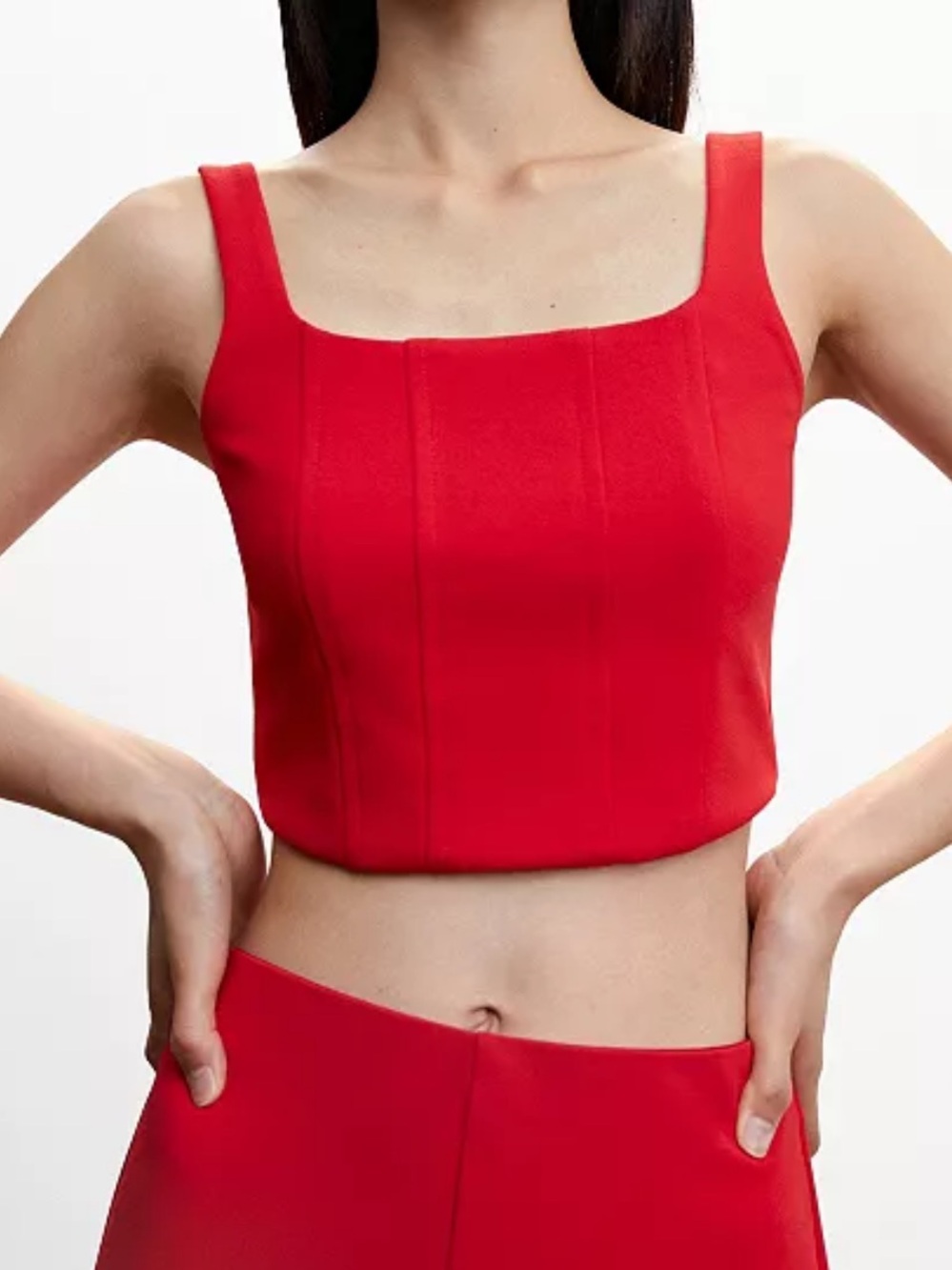 MNG by Mango Red Corset Style Top